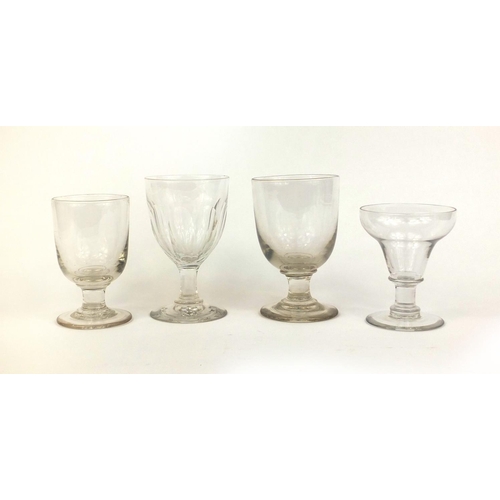 4217 - Group of four Georgian and glasses including zzz, the largest 16cm high