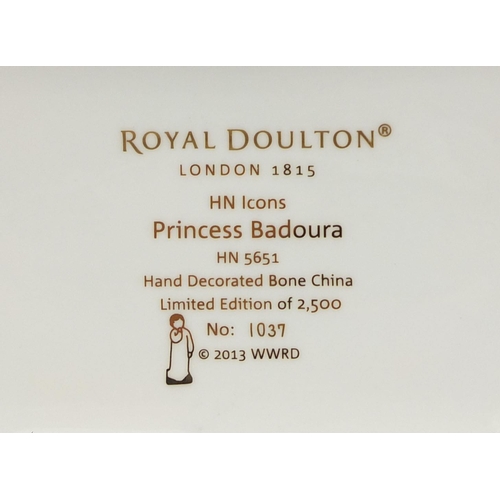 2122 - Three boxed Royal Doulton HN icons figures comprising Princess Badoura HN5651 No.1037/2500, Mantilla... 