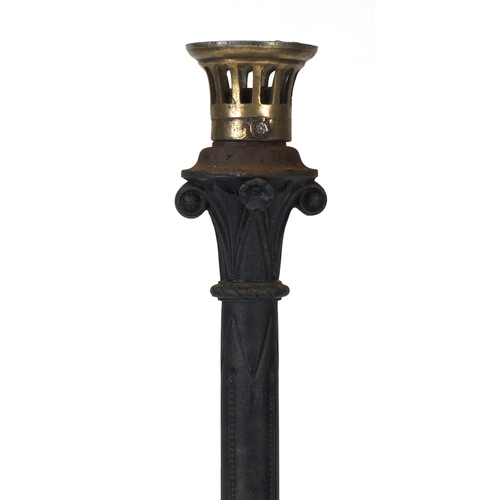 2050 - Victorian cast iron street lamp base, 163cm high