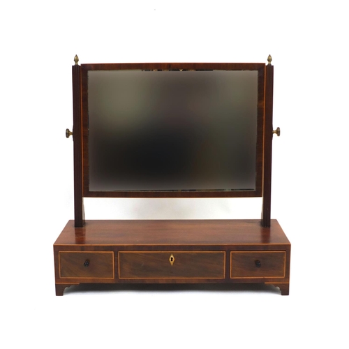 2060 - Victorian mahogany toilet mirror fitted with three drawers, 60cm high x 59cm wide x 23cm deep