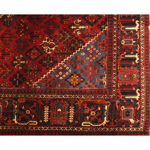 2016 - Rectangular Persian Meimeh carpet, having an all over stylised geometric design within geometric boa... 