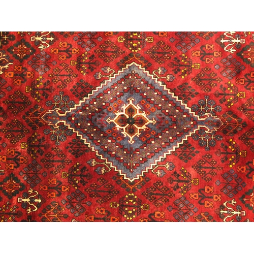 2016 - Rectangular Persian Meimeh carpet, having an all over stylised geometric design within geometric boa... 