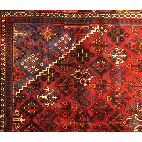 2016 - Rectangular Persian Meimeh carpet, having an all over stylised geometric design within geometric boa... 