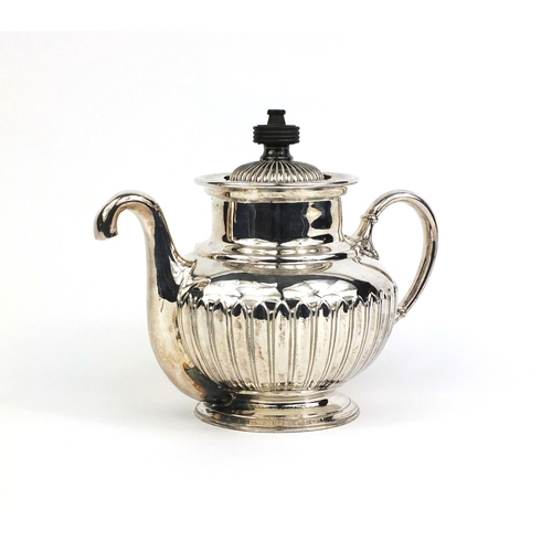 2384 - James Dickson & Sons Sheffield silver plated Royles patent self pouring teapot, factory marks to the... 