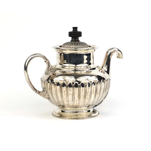 2384 - James Dickson & Sons Sheffield silver plated Royles patent self pouring teapot, factory marks to the... 