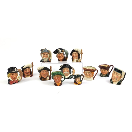 2124 - Group of miniature  Royal Doulton Toby jugs including Don Coati, Sancho Panca, Arriet, the largest 1... 