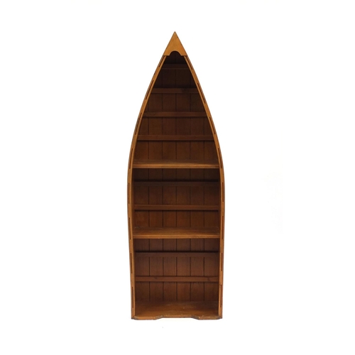 2058 - Boats hull design shelving unit fitted with two shelves, 126cm high x 42cm wide x 21cm deep