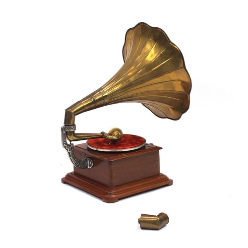 2161 - Vintage Primaphone gramophone with brass horn, 64cm high