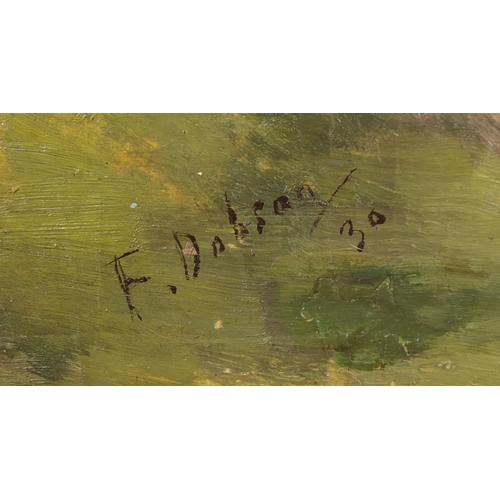 2188 - Oil onto board, seated nude female, bearing a signature F Dobson 30, inscribed verso, gilt framed, 3... 