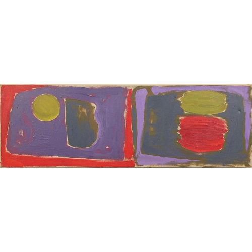 2270 - Unframed oil onto canvas abstract composition, bearing a signature Patrick Heron, 91cm x 31cm