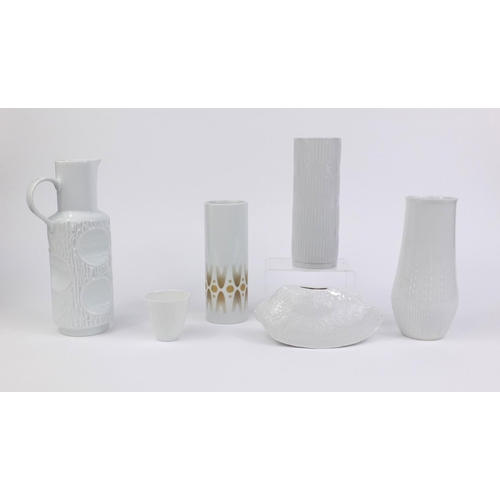 2236 - Group of white glazed ceramics including a Goebel brazil nut, Bavarian Vohenstrauss jug, two Kaunsta... 