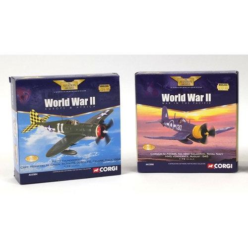 2343 - Five boxed Corgi die cast Aviation Archive aeroplanes comprising P47D Thunderbolt-11 Captain.Hershel... 