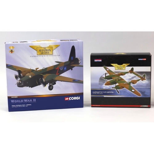 2341 - Three boxed Corgi Aviation Archive die cast aeroplanes comprising Lockheed Lightning, Super Marine S... 