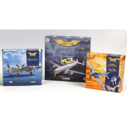 2342 - Six boxed corgi Aviation Archive die cast aeroplanes comprising P51D Mustang, DH Mosquito, Hawker Hu... 