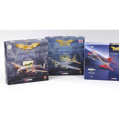 2342 - Six boxed corgi Aviation Archive die cast aeroplanes comprising P51D Mustang, DH Mosquito, Hawker Hu... 