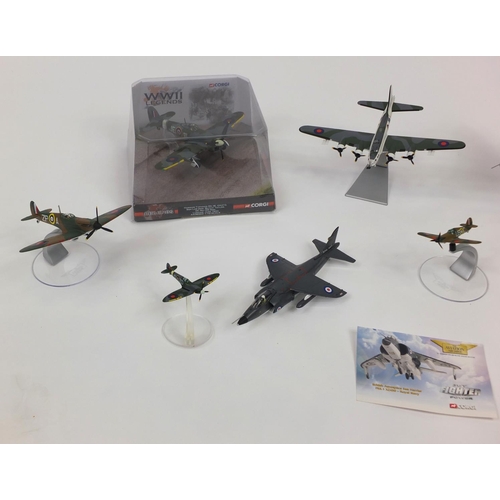 2336 - Collection of Corgi die cast model Aircraft on stands, model Fighter Aeroplane on stands to include ... 