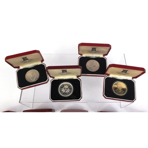 2414 - Group of nine boxed silver proof coins including one commemorating Concorde's first flight