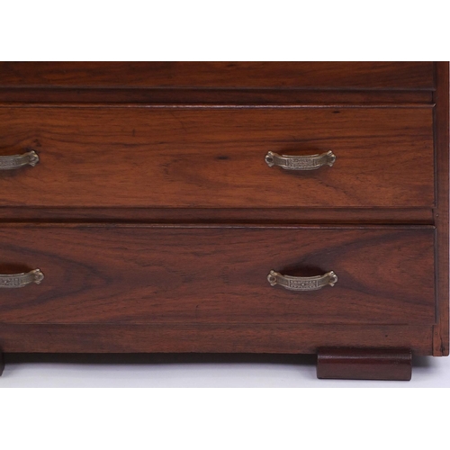 2045 - Art Deco walnut four drawer chest, 78cm high x 84cm wide x 49cm deep