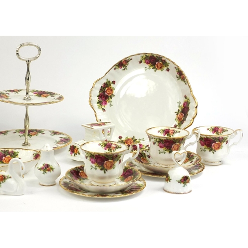 2147 - Collection of Royal Albert Old Country Rose pattern tea ware including teapot, cake stand, cups and ... 