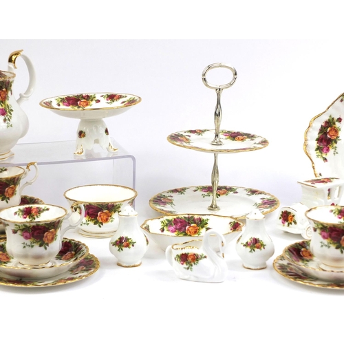 2147 - Collection of Royal Albert Old Country Rose pattern tea ware including teapot, cake stand, cups and ... 