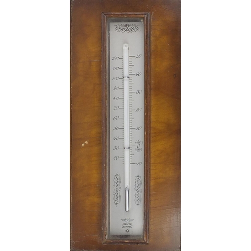 2148 - Walker & Hall mahogany wall barometer and thermometer with silvered dials, 68cm high