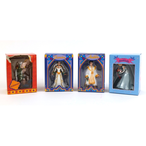 2360 - Four boxed Disney President edition polyresin decorations comprising Alladin, Jasmin, Cinderells and... 