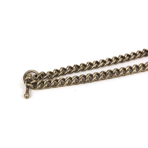 2628 - Large silver watch chain, 54cm long, approximate weight 103.5g