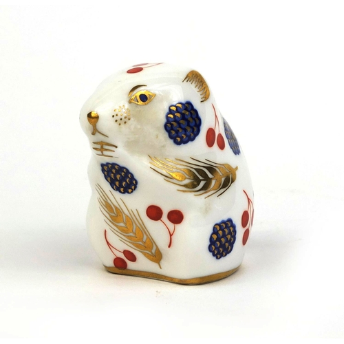 2087 - Royal Crown Derby hamster paperweight with gold stopper, factory marks to the base, 6.5cm high