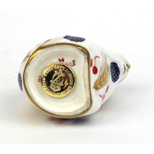 2087 - Royal Crown Derby hamster paperweight with gold stopper, factory marks to the base, 6.5cm high