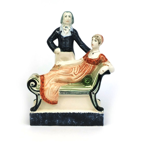 2092 - Rye pottery figure group of Napoleon and Josephine, factory marks to the base, 30cm high