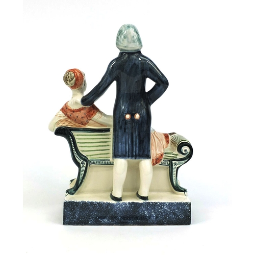 2092 - Rye pottery figure group of Napoleon and Josephine, factory marks to the base, 30cm high