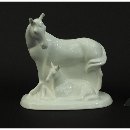 2108 - Royal Doulton images study of two horses, A New Life - HN4186 together with a Beswick Spirit of Affe... 