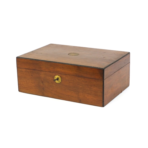 2215 - Large Victorian mahogany box with hinged lid and lift out interior, 15.5cm high x 40cm wide x 27.5cm... 