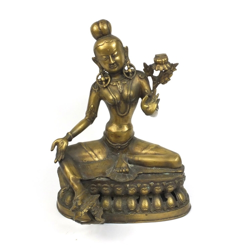 2140 - Large Chino-Tibetan bronze Buddha seated in the lotus position, 53cm high