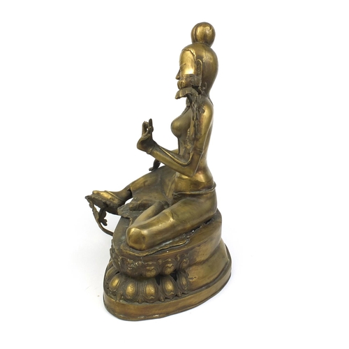 2140 - Large Chino-Tibetan bronze Buddha seated in the lotus position, 53cm high