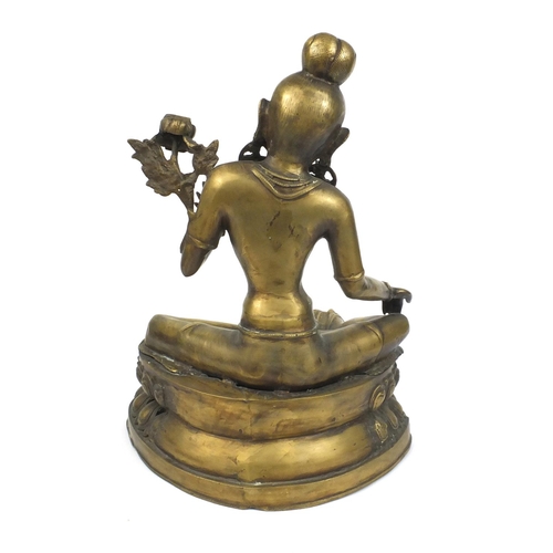 2140 - Large Chino-Tibetan bronze Buddha seated in the lotus position, 53cm high