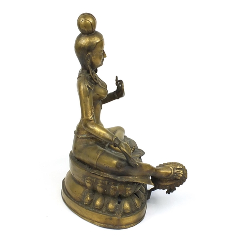 2140 - Large Chino-Tibetan bronze Buddha seated in the lotus position, 53cm high