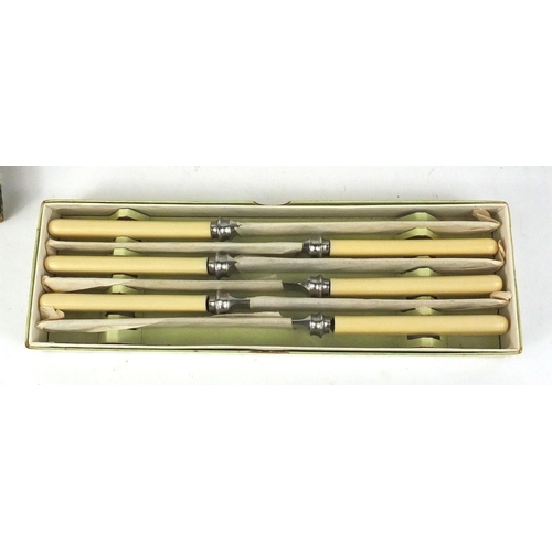 202 - Six cased sets of silver plated and stainless steel cutlery