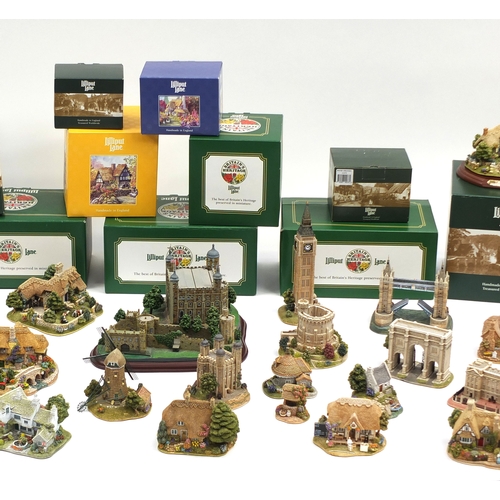 2146 - Collection of mostly boxed Lilliput Lane cottages and Danbury Mint models including The Tower Of Lon... 