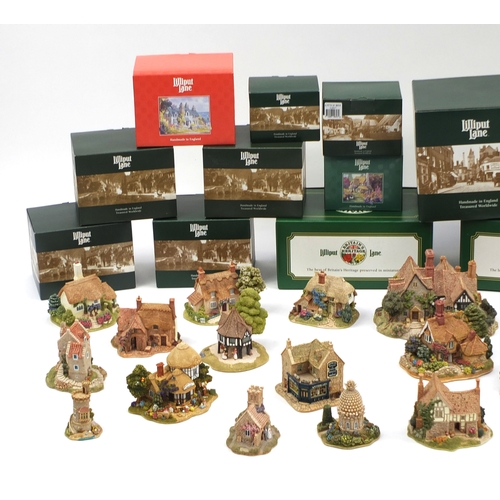 2146 - Collection of mostly boxed Lilliput Lane cottages and Danbury Mint models including The Tower Of Lon... 