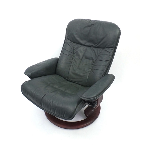 8 - Stressless Ekorns green leather chair