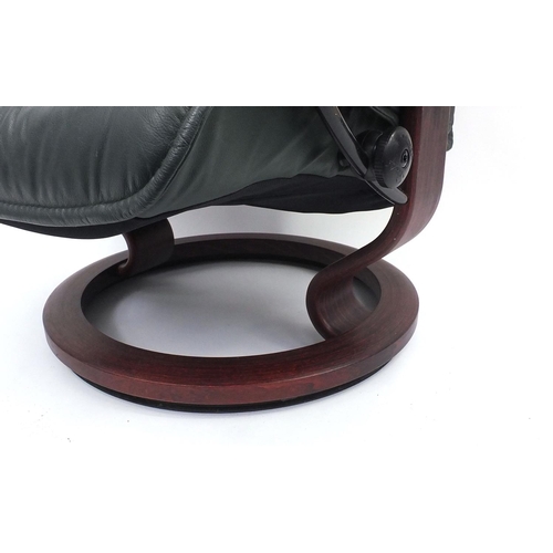 8 - Stressless Ekorns green leather chair