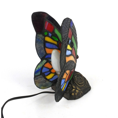 156 - Tiffany design butterfly table lamp, 24cm high