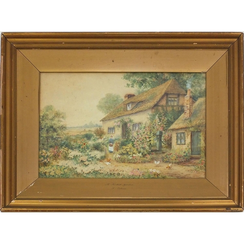 84 - A. Osborn watercolour titled A Kentish Garden, gilt framed, 52.5cm x 35cm