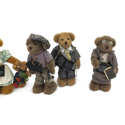 123 - Quantity of assorted teddy bears some with boards carrying a message, the bears approximate 30cm hig... 