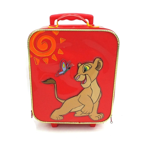 190 - Fairy goblin puppet in a Lion King child's suitcase, the puppet 90cm high