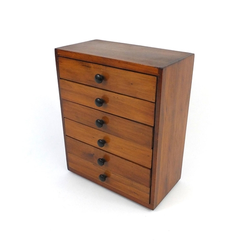 176 - Walnut six drawer specimen chest, 28cm high x 23cm wide x 12cm deep