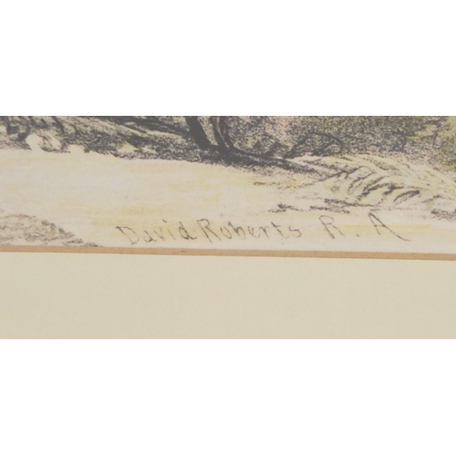 2394 - Set of four David Roberts prints of Egyptian views, each contemporary mounted and framed, 49cm x 32c... 