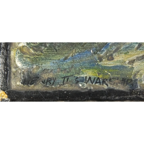 149 - Oak framed paper Mache plaque of Henry II war ship, bearing a signature Phyllis? 44cm x 38cm excludi... 