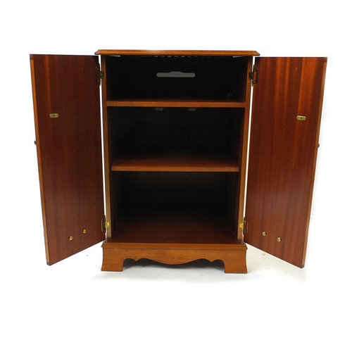 64 - Inlaid yew wood hi-fi cabinet, 83cm high x 56cm wide x 47cm deep